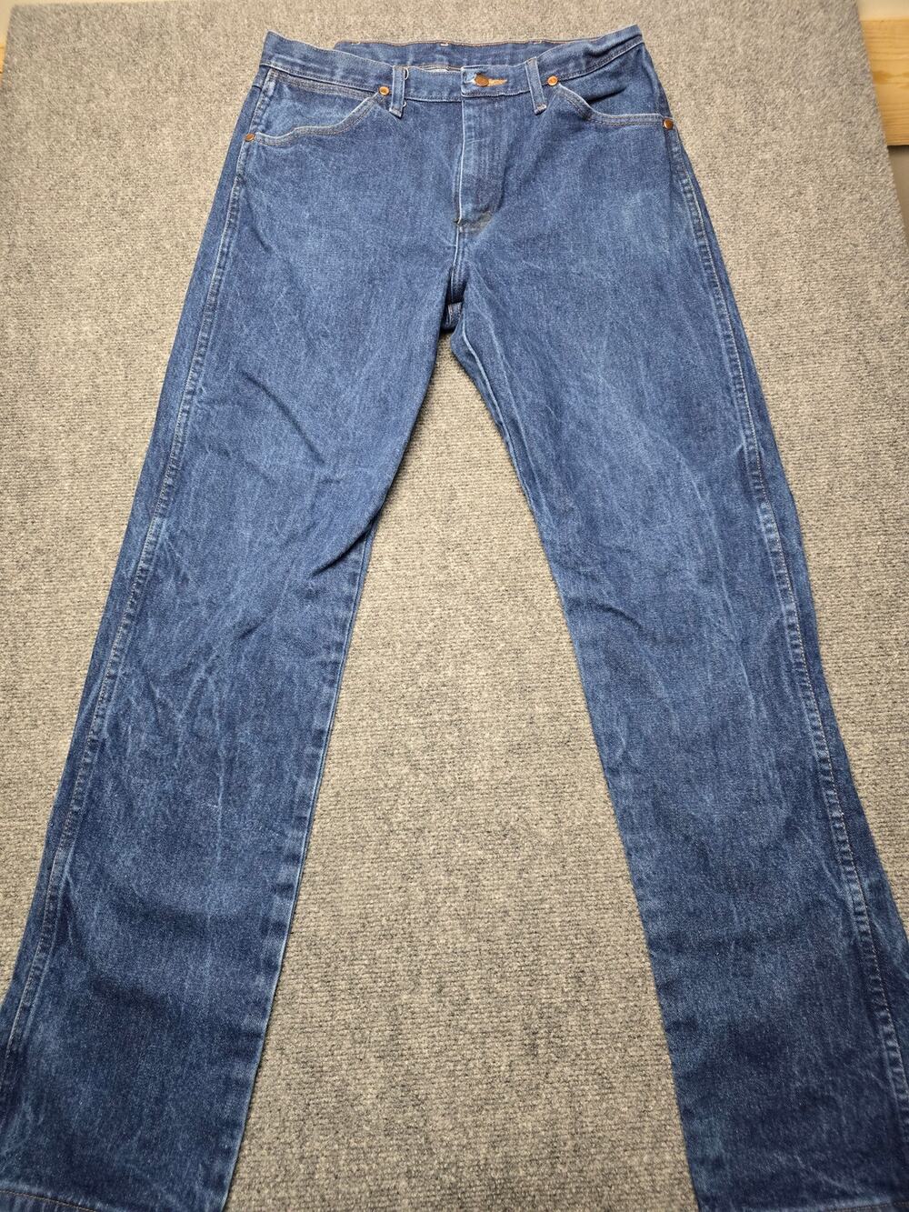 Wrangler 34MWZ Jeans Mens 33x34 Blue Western Cowboy Straight Leg Denim